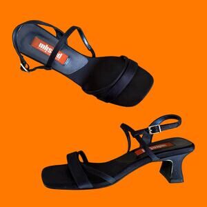 90's 00's vintage navy satin strappy y2k heels US Size 8 Kenneth Cole